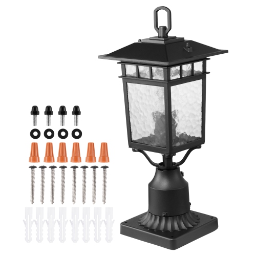 VEVOR 2 Pack Dusk to Dawn Outdoor Post Light, 15.75 in, Waterproof Lamp Post Light Fixtures with 5.5 in Pier Mount Base Glass Shade, Lightning-proof