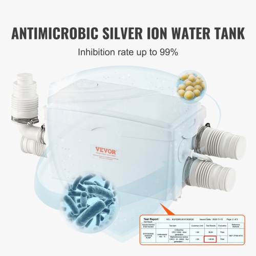 VEVOR 350W Macerator Pump, 6000 L/h Flow,23 ft/7 m Head,Macerator Sewerage Sump Pump with 3 Water Inlets for Basement, Kitchen, Sink, Shower,