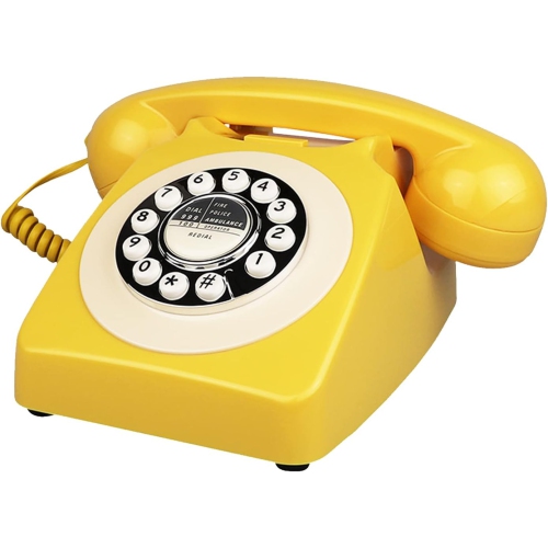 GREEN SCENIC  Old Retro Telephone Office Landline Rotary Dial Hotel Room Landline - In Yellow