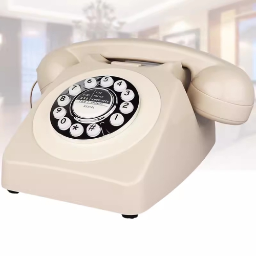 GREEN SCENIC  Old Retro Telephone Office Landline Rotary Dial Hotel Room Landline - In Beige