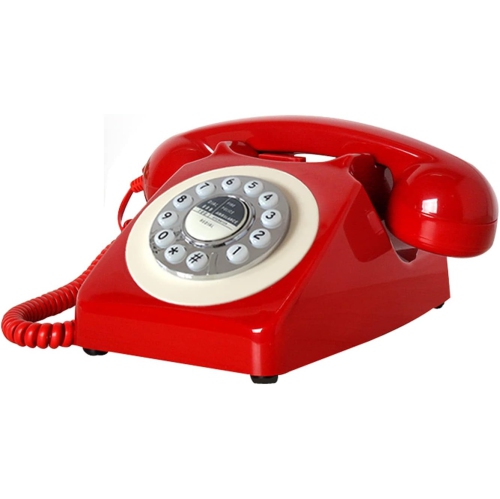Old retro telephone office landline rotary dial hotel room landline - red