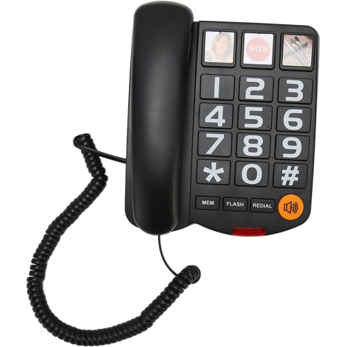 Large Landline telephone for Seniors, Corded Landline telephone, One-Touch Dialing, Hands-Free Phone for the Visually and Hearing Impaired, SOS Number
