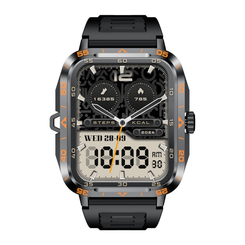 GREEN SCENIC  Smart Watch Flashlight Make Phone Calls Sleep Blood Pressure Health Monitor Outdoor Waterproof - Black And In Orange