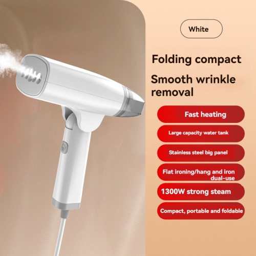 1300W foldable portable steam iron, large capacity water tank and stainless steel panel, fast ironing, anti-wrinkle effect, suitable for