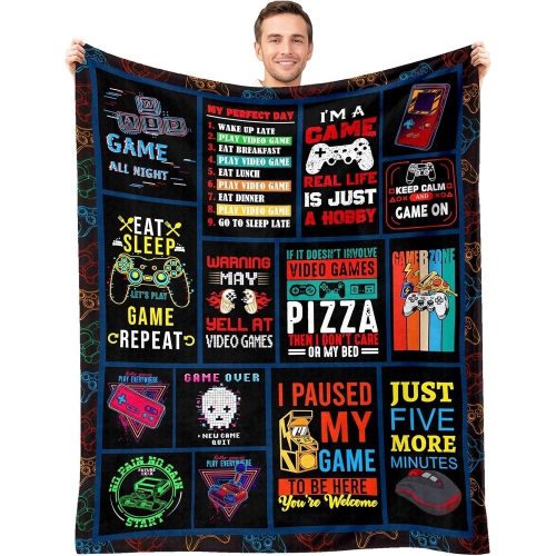 Image 1 of 5.. DESKULL Gaming Throw Blanket for Boys