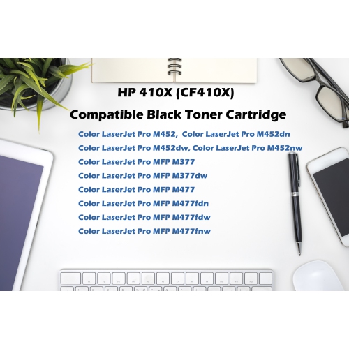Ultra Toner® Compatible Replacement for HP 410A HP 410X Toner Cartridge CF410X Black Toner Color Laserjet Pro M452 M452dn M452dw M452nw MFP M377dw