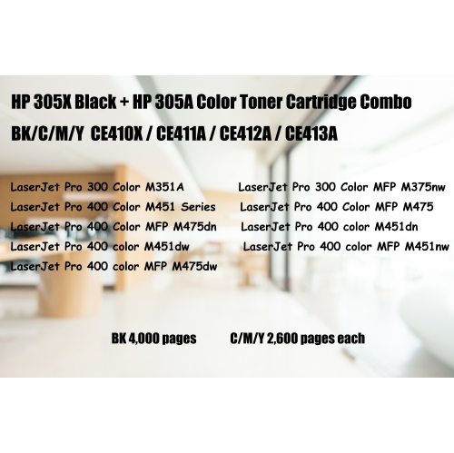 Ultra Toner® Compatible HP 305A CE411A Cyan Toner Cartridge CE410A HP Laserjet Pro Color M351A MFP M375nw M451 M451dn M451dw M451nw MFP M475 M475dw