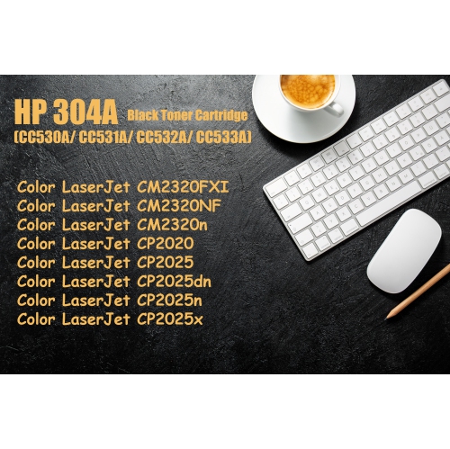 Ultra Toner® Compatible Replacement for HP 304A CC530A Black Toner Cartridge for HP Color LaserJet CM2320FXI CM2320NF CM2320n CP2020 CP2025 CP2025dn