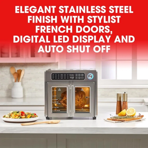 "Emeril Lagasse 26QT French Door Air Fryer Toaster Oven Combo – 25-in-1 Digital Stainless Steel Countertop Oven"