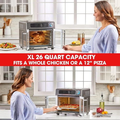 "Emeril Lagasse 26QT French Door Air Fryer Toaster Oven Combo – 25-in-1 Digital Stainless Steel Countertop Oven"
