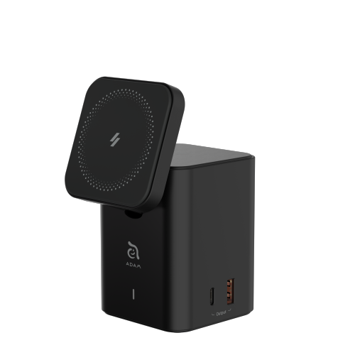 ADAM Elements Magnetic Wireless Mag 4 GaN 30W 4-in-1 Power Charging Station Foldable Stand for iPhone 12/13/14/15/16 series, Black