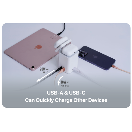 ADAM Elements Magnetic Wireless Mag 4 GaN 30W 4-in-1 Power Charging Station Foldable Stand for iPhone 12/13/14/15/16 series, Black