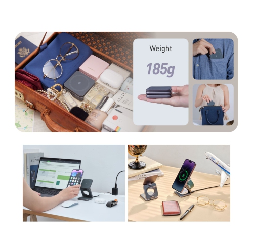 ADAM Elements Magnetic Wireless Mag 3 3-in-1 Power Charging Station for iPhone 12/13/14/15/16 series, Apple Watch and AirPods