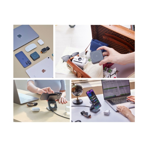 ADAM Elements Magnetic Wireless Mag 3 3-in-1 Power Charging Station for iPhone 12/13/14/15/16 series, Apple Watch and AirPods