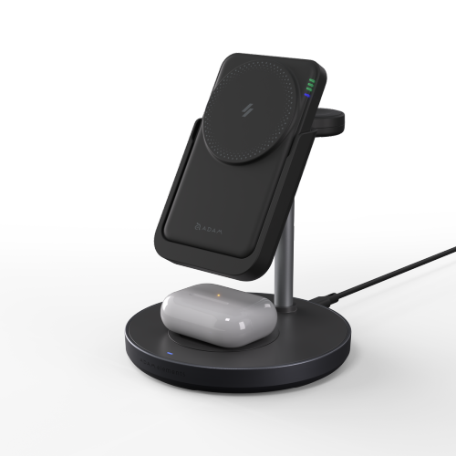 ADAM Elements Magnetic Wireless Mag 5 5-in-1 Power Charging Station with 10,000 mAh Power Bank for iPhone 12/13/14/15/16 series, Apple Watch and