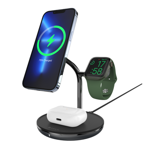 ADAM Elements Magnetic Wireless OMNIA M3+ 3-in- 1 Power Charging Station for iPhone, Apple Watch and AirPods