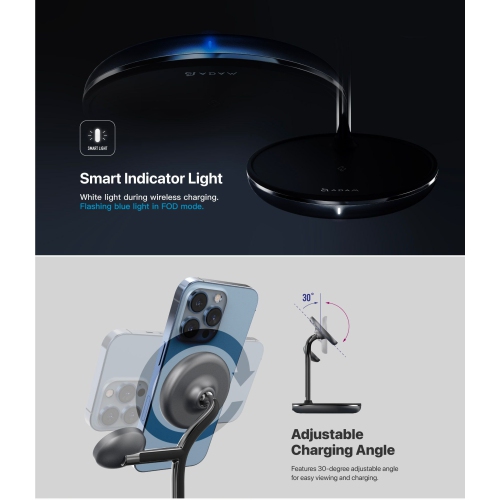 ADAM Elements Magnetic Wireless OMNIA M3+ 3-in- 1 Power Charging Station for iPhone, Apple Watch and AirPods