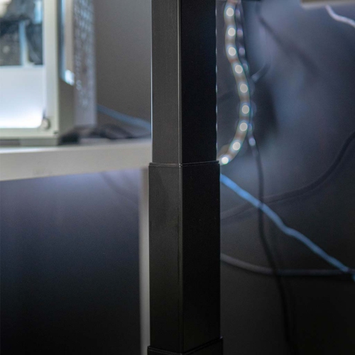 MotionGrey L Shape-Triple Motors Standing Desk with Memory Settings -71"x65" Black Top White Frame- Adjustable Sit-Stand Computer Table for Home,