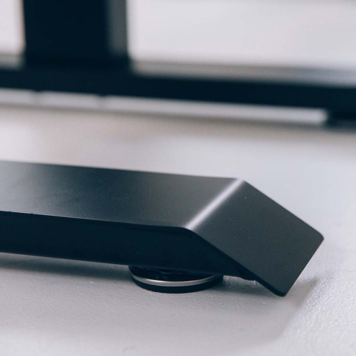 MotionGrey L Shape-Triple Motors Standing Desk with Memory Settings -71"x65" Black Top White Frame- Adjustable Sit-Stand Computer Table for Home,