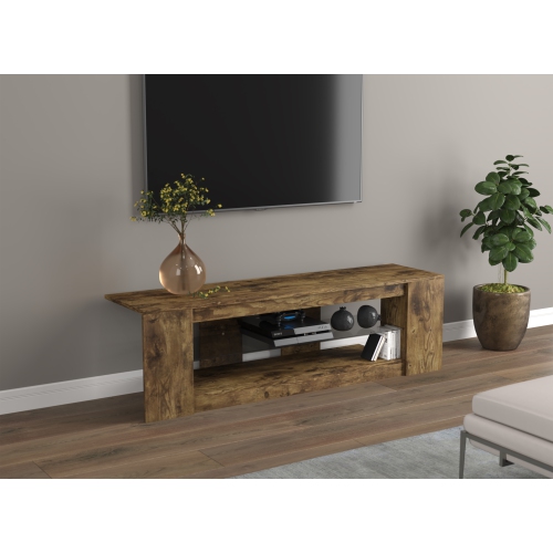 TV Stand for max 65 Inch TV, TV Bench, Entertainment Center TV Console with Shelves, Media Console for Living Room, Bedroom, Reclaimed Wood Look