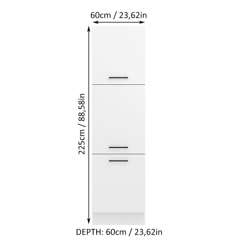 Madesa Hazel 3 Door Pantry Kitchen Storage Cabinet with 5 Compartments 89 Inch Tall Wooden Organization Unit - White