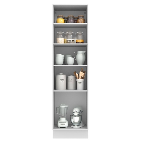 Madesa Hazel 3 Door Pantry Kitchen Storage Cabinet with 5 Compartments 89 Inch Tall Wooden Organization Unit - White