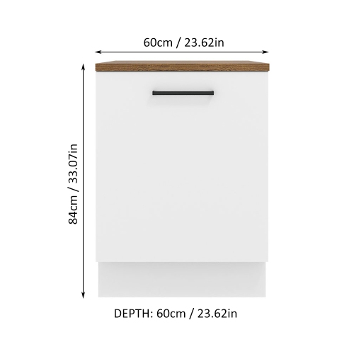 Madesa Hazel Kitchen Storage Base Cabinet with Adjustable Feet and an Internal Shelf 23 Inch Wide Engineered Wood Slab Doors Painted Finish Floor