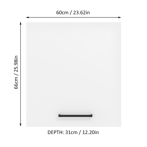 Madesa Hazel Wall Kitchen Storage Cupboard Cabinet with 1 Door and an Internal Shelf 23 Inch Wide Wooden Organization Unit for Pantry - White