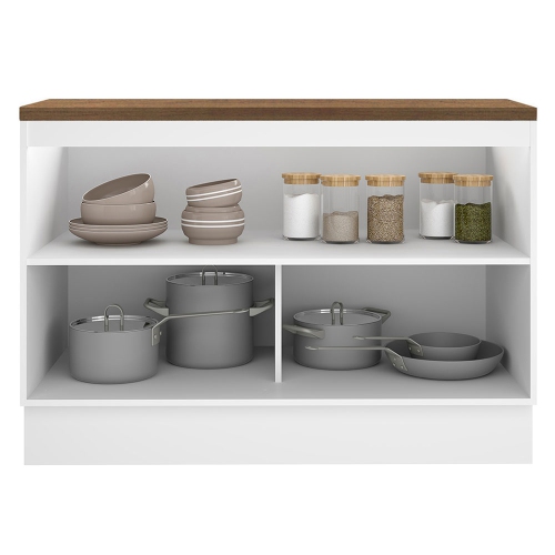 Madesa Hazel Kitchen Storage Base Cabinet with Adjustable Feet and Internal Compartments 47 Inch Wide Engineered Wood Slab Doors Painted Finish Floor