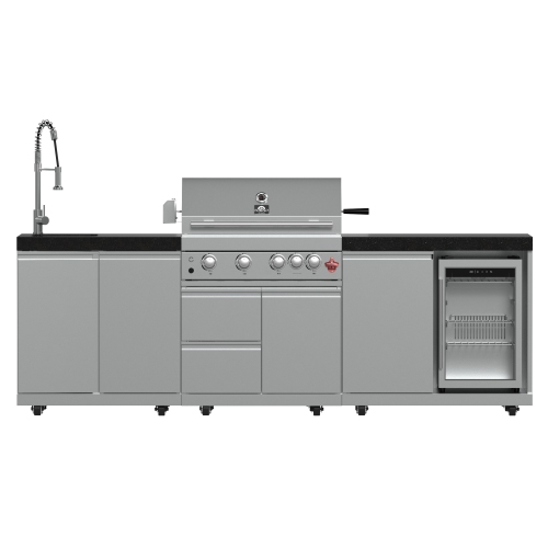 FORNO Bulnes 30-Inch BBQ, 60,000 BTU, 3 Burners with Sear & Rotisserie Infrared Burners, Stainless Steel Outdoor Kitchen with 1.8 cu.ft. Beverage