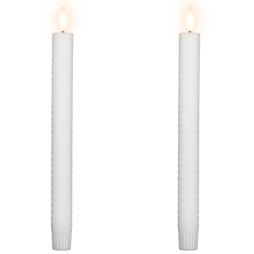 Bougies de Noël fuselées sans flamme en nid d'abeille de LED - 9,5 po - Blanc - Ensemble de 2