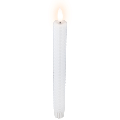 Bougies de Noël fuselées sans flamme en nid d'abeille de LED - 9,5 po - Blanc - Ensemble de 2