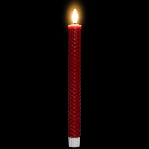 Bougies de Noël fuselées sans flamme en nid d'abeille de LED - 9,5 po - Rouge - Ensemble de 2