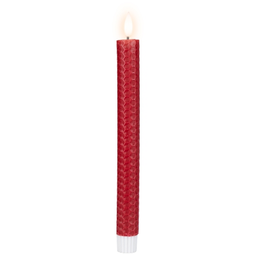 Bougies de Noël fuselées sans flamme en nid d'abeille de LED - 9,5 po - Rouge - Ensemble de 2