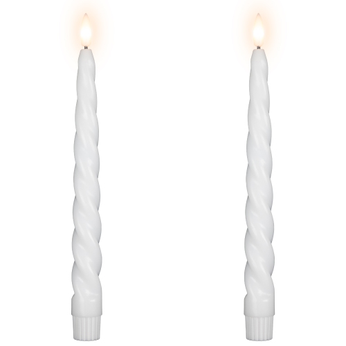 Bougies de Noël fuselées sans flamme à tourbillons de LED - 9,5&nbsp;po - Blanc - Ensemble de 2