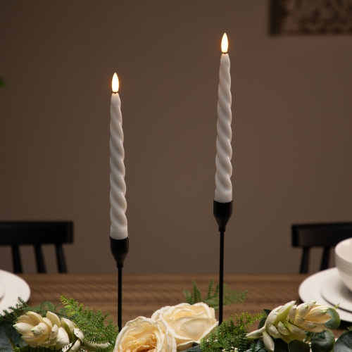 Bougies de Noël fuselées sans flamme à tourbillons de LED - 9,5&nbsp;po - Blanc - Ensemble de 2