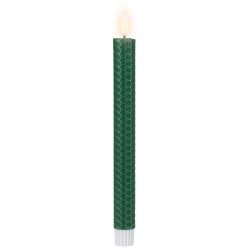 Bougies de Noël effilées en nid d'abeille sans flamme de LED - 9,5 po - Vert - Ensemble de 2