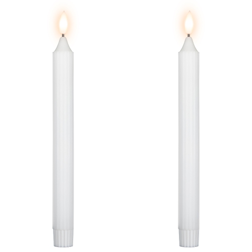 Bougies de Noël effilées sans flamme à dessus d'église Flickering de LED - 9,75 po - Blanc - Ensemble de 2