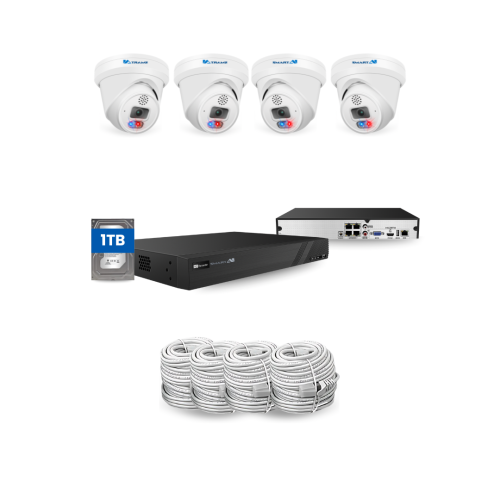 SMART AI 6MP CCTV 4 Cameras, 4K NVR 4 CH KIT, 1TB HD, Built in Two Way Talk, Weatherproof Housing, Smart Detection, Human Vehicle, Remote Monitoring