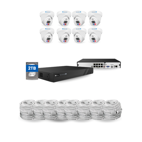SMART AI 6MP CCTV 8 Security Cameras ,4K NVR 8 CH KIT, 2 TB HD Built in Two Way Talk, Weather Proof Housing, Smart Detection, Human, Vehicle, Remote