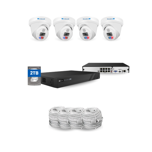 SMART AI 6&nbsp;Mpx CCTV 4 caméras 4K NVR 8 canaux, communication bidirectionnelle HD 2&nbsp;To intégrée, boîtier résistant aux intempéries, véhicule