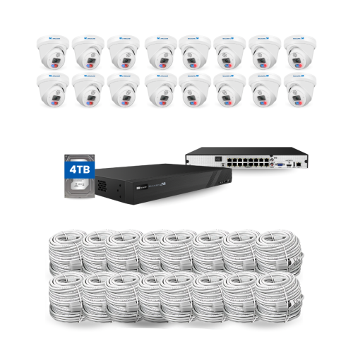 SMART AI 6MP CCTV 16 Security Cameras 4K NVR 16 CH KIT, 4 TB HD Built in, Two Way Talk, Weather Proof Housing, Smart Detection Human, Vehicle, Remote