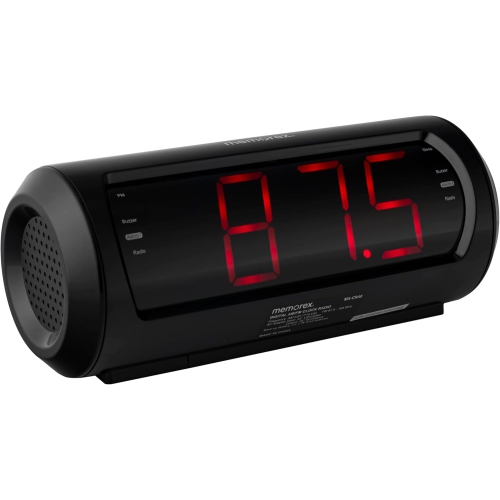 Memorex MX-CR40 Digital FM Clock Radio with 1.8” Red LED Display – Dual Alarm, 10 FM Presets, Snooze, Sleep Timer, Battery Backup & AC Power Adapter