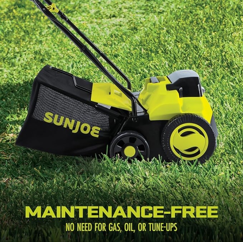 Sun Joe 24V-X2-DTS15 24-Volt* Cordless Scarifier + Dethatcher | 5-Depth Positions | 14-inch | Brushless Motor | with 2 x 4.0-Ah Batteries + Charger