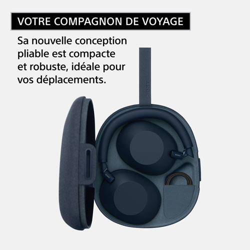 Casque d'écoute Bluetooth à suppression du bruit WH-1000XM6 de Sony - Bleu