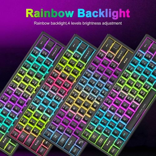 LexonElec Wireless Gaming Keyboard and Mouse Combo - 61-Key RGB Backlit Keyboard, Rechargeable, Ergonomic, for PC, PS4, Xbox One