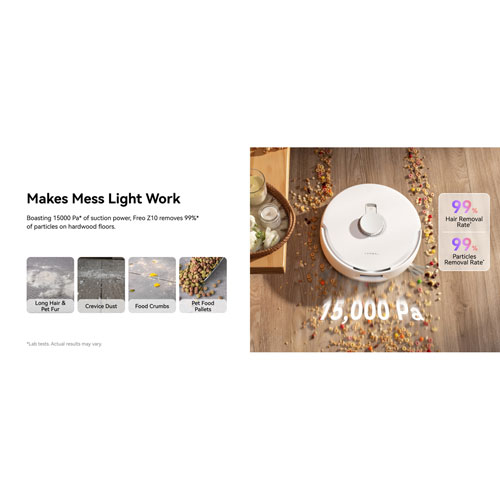 Narwal Freo Z10 Wi-Fi Connected Robot Vacuum & Mop Bundle with Mop Bonus Pack - White