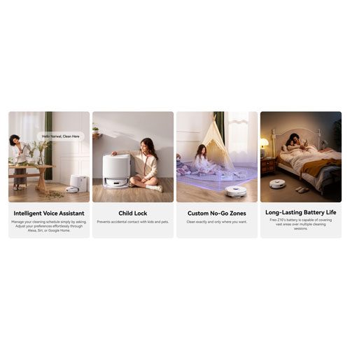 Aspirateur robot à vadrouille avec connectivité Wi-Fi Freo Z10 de Narwal avec ensemble de vadrouille en prime - Blanc