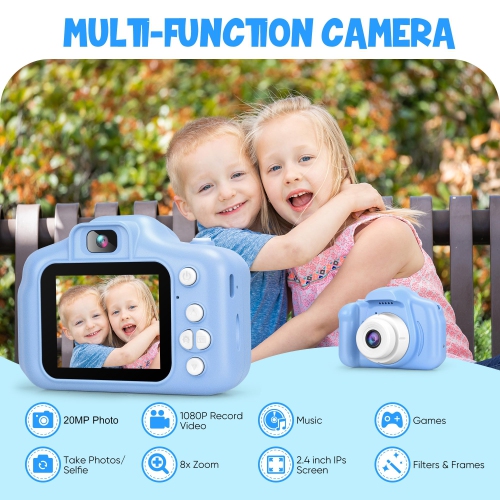 Kids Camera 1080P HD Kids Digital Camera for Gifts Toys Toddlers Camera for Kid Age 3-12 Years Old Dual Lens Selfie/Video Camera for Kids Birthday