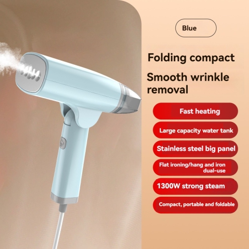 1300W foldable portable steam iron, large capacity water tank and stainless steel panel, fast ironing, anti-wrinkle effect, suitable for
